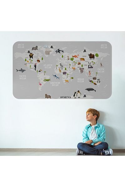 Harita Sepeti Educational World Map World Atlas Children's and Baby's Room Wall Sticker-3790