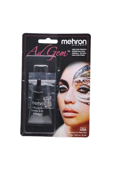 Mehron Adgem Non-latex Adhesive for Applying Decorations, With 12 Artificial Diamonds, 4ml