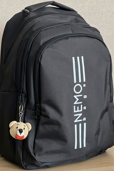 FCSTORE Unisex Black Sports Backpack Large Size Travel Laptop Bag 45X30X15Cm 24Lt, + Bear Key Chain