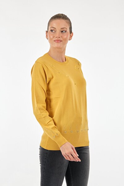 Two Mail Twomail Мінімалістичний трикотажний светр з довгими рукавами та вишивкою для жінок - Повсякденна елегантність