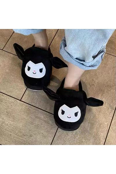 EFBUTİK Μαύρες Kuromi Cute βαμβακερές παντόφλες