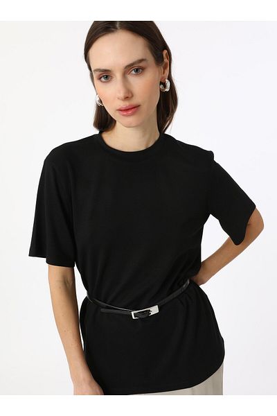 Refka Tricou pentru damă cu mucegai normal cu textura moale - negru - exclusiv Refka