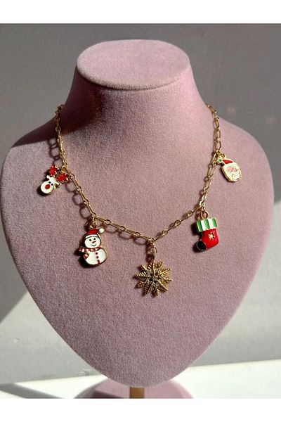 Reorah Collection New Year Wish Charm Necklace-New Year Themed Charm Necklace