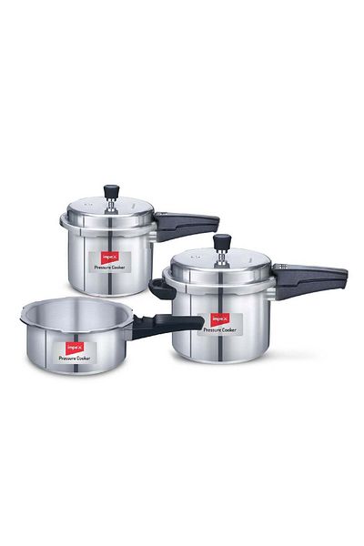 İMPEX Pressure Cooker Combo Outer Lid Induction Stove Compatible 2, 3 & 5 Litres Silver Aluminium-IFC 235