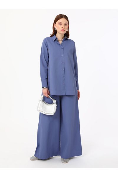 Benin Benin Navy Blue Poplin Tunic & Trousers Double Set