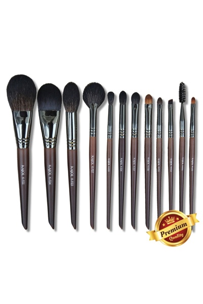 Kajol Beauty Set of 12 professional handmade brushes made of hair/synthetic f...