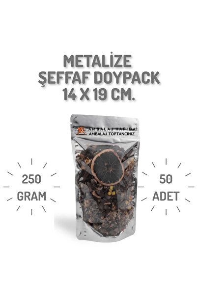 MSB Ambalaj Doypack Metalize Şeffaf Kilitli 14x19*7 50li