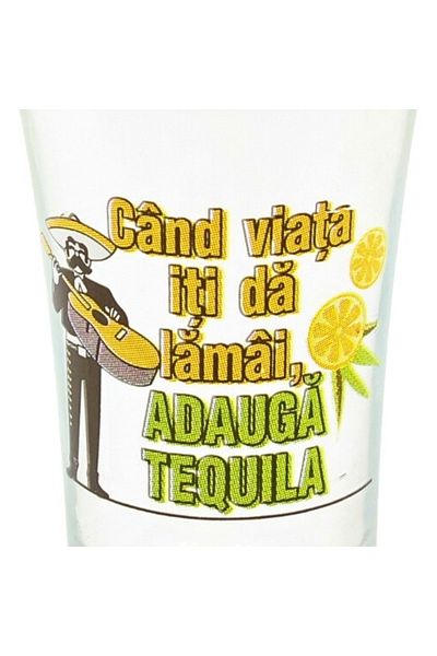 BM GİFT DESİGN Shot glass, 7cm, with the message When life gives you lemons, add Tequila