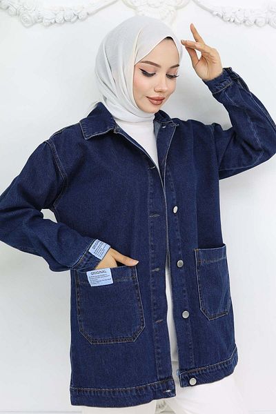 benguen Μπλε Navy 702 Pocket Advanced Hijab τζιν μπουφάν