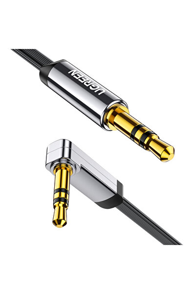 Ugreen كابل مسطح بزاوية 3.5 مم من ذكر إلى ذكر بطول 1 متر | رمادي