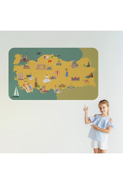 Harita Sepeti Educational and Educational Decorative Children's Room Turkey Map Wall Sticker-3873
