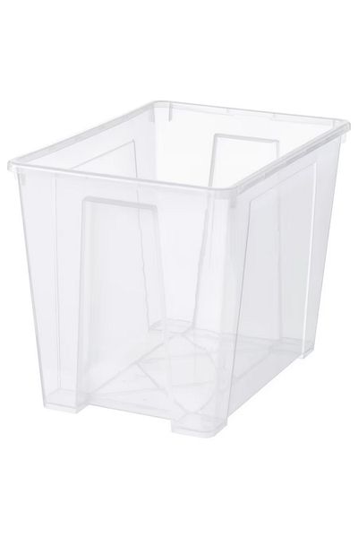IKEA SAMLA Storage Box, Transparent, 56x39x42 cm, 65L – Durable & Stackable Organizer