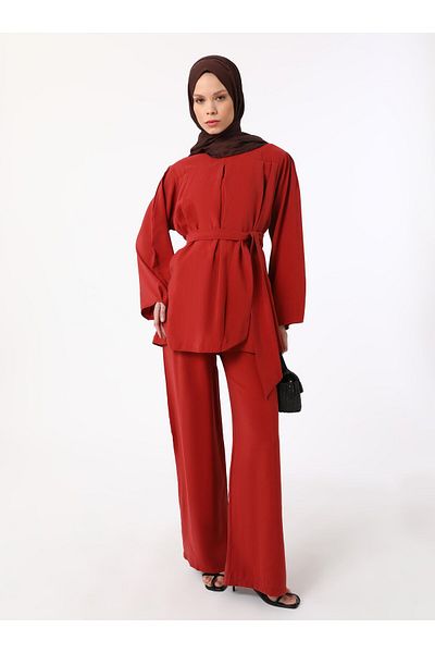 Refka Modal Fabric Binding Detailed Double Suit - Tile - Refka Exclusive