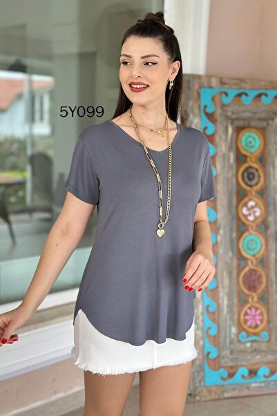 İnce Topuk V-Neck Bamboo Basic Tshirt 5Y099