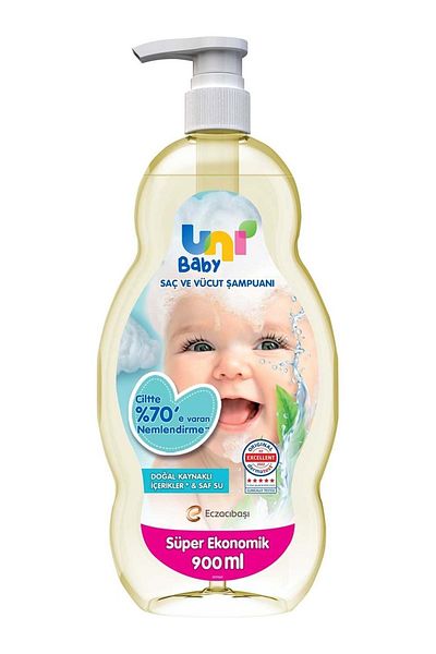 Uni Baby Baby Hair and Body Shampoo 900ml Classic (with Pump) (Set of 6)