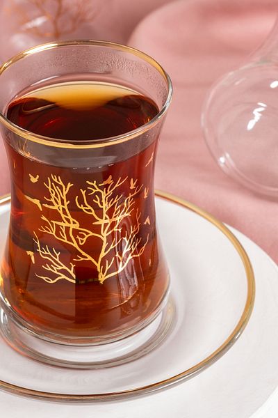 MEST 12 Pieces 6 Person Simple Gold Handcrafted Tree of Life Glass Tea Cup Set – Nature's Elegance