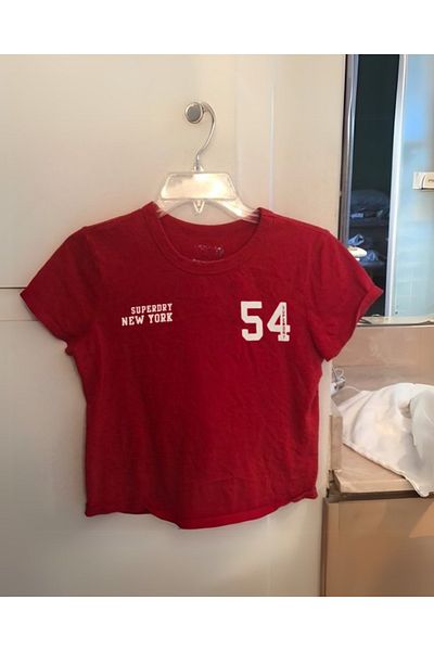 Touz Moda 54 Printed Red Crop Blouse