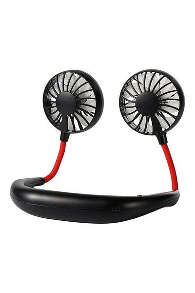 Generic Portable Rechargeable Hanging Neck Fan Black