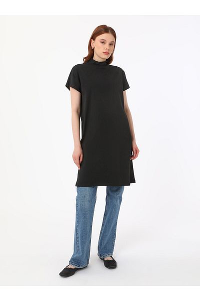 Benin High Collar Low Sleeve Benin Tshirt - Black - Benin