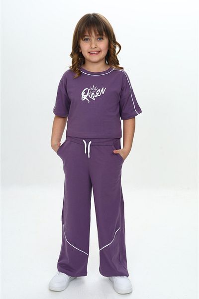 Toontoy Girl's Queen Printed Crop Tracksuit Set