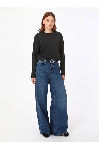 Benin Tricou de bază din țesătură de bumbac cu mânecă lungă - Negru - Benin