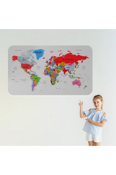 Harita Sepeti Educational Country and Capital Detailed Atlas Decorative World Map Wall Sticker-3853