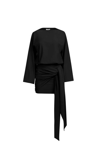 La Sarta Evora Side Tie Black Dress