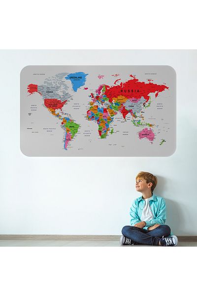 Harita Sepeti Educational Country and Capital Detailed Atlas Decorative World Map Wall Sticker-3853