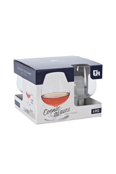 Excellent Houseware Set 4 pahare cu picior pentru coniac, 350 ml, Excellent Houseware