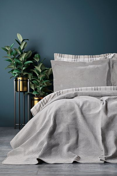 ZEBRA CASA Scala Gray Double Bedspread Set