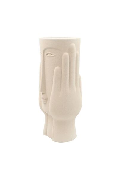 Arti Casa Vază decorativă, formă chip de femeie, din porțelan, Arti Casa, 28 x 10 cm, alb