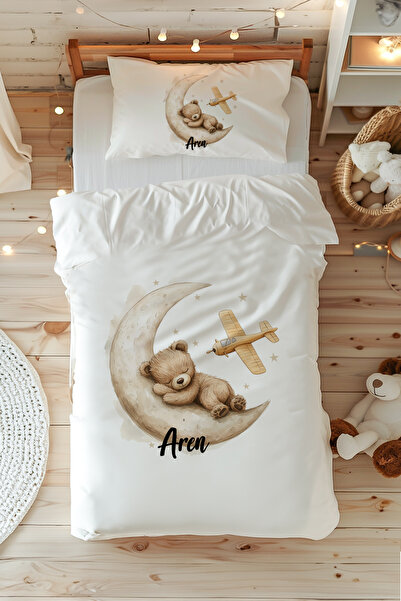 Name Only Single 100% Cotton Duvet Cover Set (160X220 cm) Teddy Bear