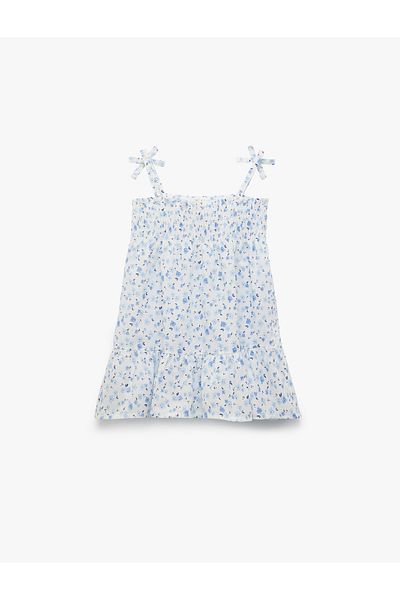 Koton Βαμβακερό φιόγκο Λεπτομερές Gimped Strap Floral Μίνι Φόρεμα