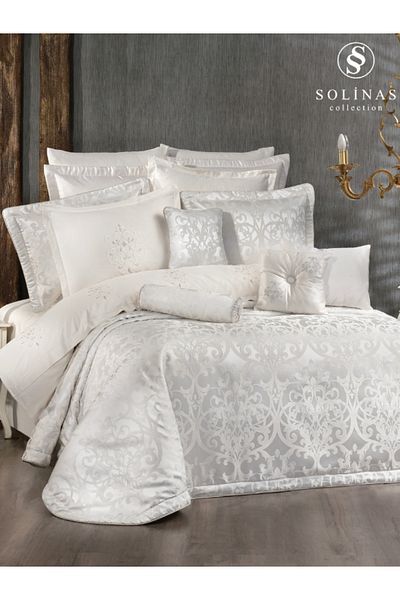 Solinas Collection Eliz White - Silver Glitter Double Bedding and Duvet Cover Set