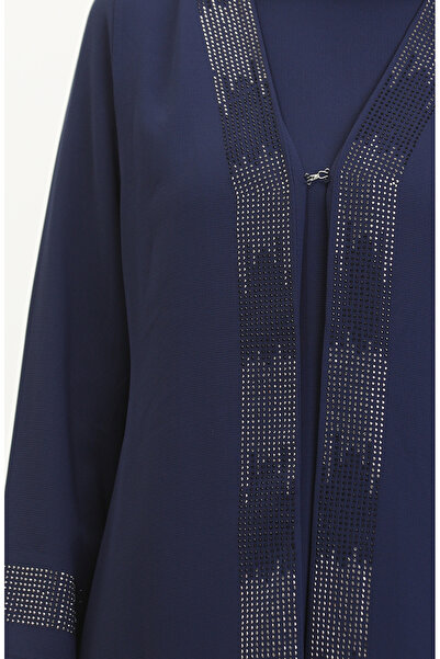 sefamerve Plus Size Vest Double Suit - 6140-08 Navy Blue Dress