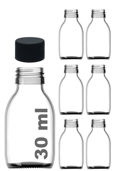 Afracam 30 ml Şeffaf Kilitsiz Siyah Kapak Shot Şişesi 30 Cc Ginger Şat Beyaz ...