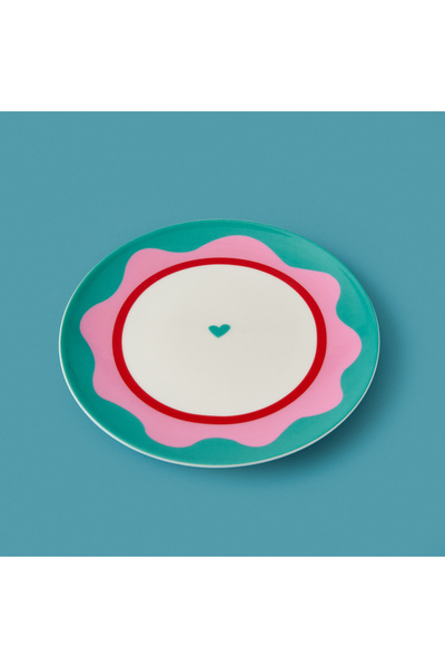 Evidea Kitchen Granny Tatlı Tabağı - Yeşil / Pembe - 19 cm