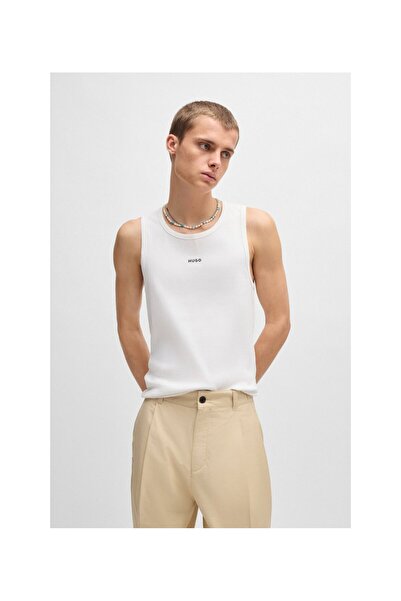 HUGO Logolu baskılı ribana esnek pamuk atlet