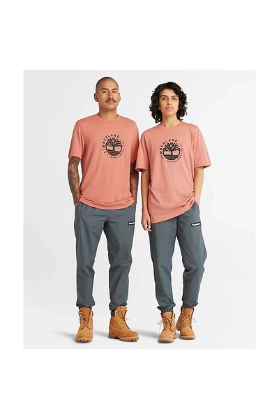 Timberland Ανδρικό μπλουζάκι με λογότυπο Refibra ροζ με στρογγυλή λαιμόκοψη