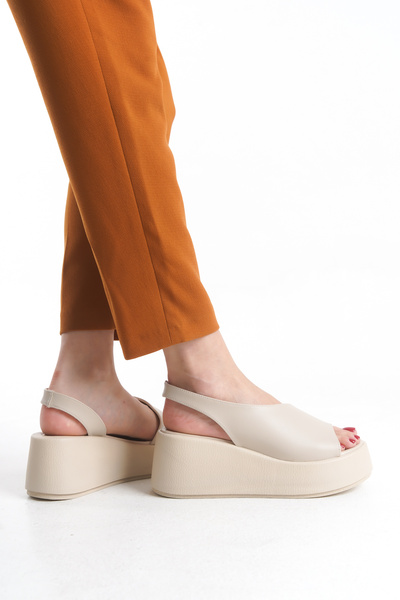 Limeo High Wedge Sole Closed Side Single Stripe Summer Women's Sandals Shoes