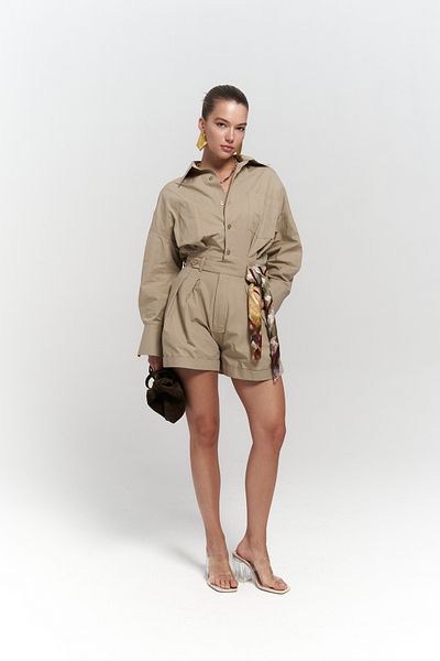 Mai Moaen Kurzer Steinoverall mit Gürteldetail