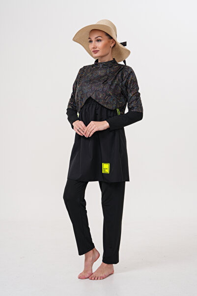 MAG FASHİON 3 Pieces of Hijab Swimsuit with Pleat Detail on the Shoulder Full Covered Swimsuit Plus Size Burkini