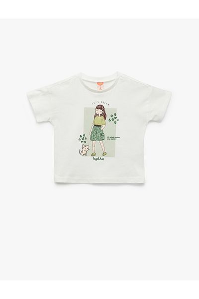 Koton Crew Neck Cotton Printed Short Sleeve T-Shirt