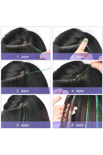 CREST E-TİCARET Green Color Hair Tinsel Hair Glitter - Ht13
