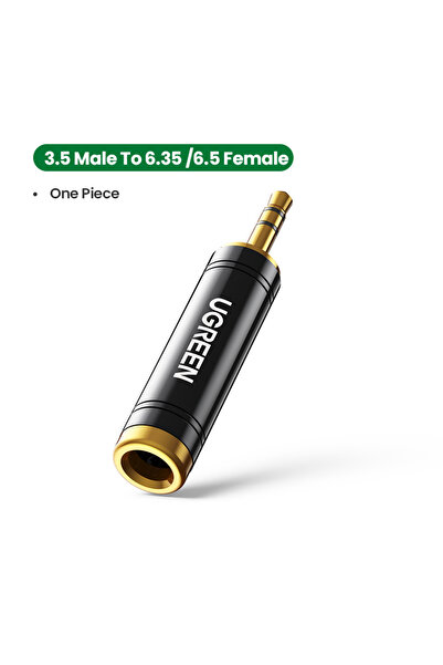 Ugreen يوجرين | محول من 3.5 مم ذكر إلى 6.35 مم أنثى، قطعة واحدة/الحقيبة | رمادي