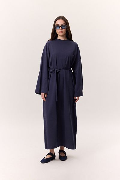 Manuka Übergroßes langes bequemes Kleid Marineblau