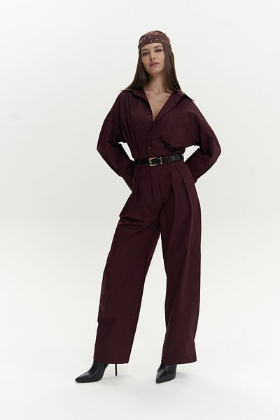 Mai Olney Belt Detail Langer Burgunder Overall