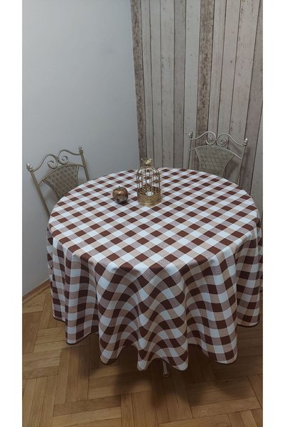 gonk Round, Plaid, Duck (Liquid Pusher, Stain Proof) Fabric, Tablecloth