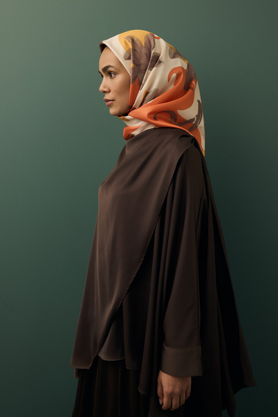 Qef Twill İpek Eşarp Floral Bal Köpüğü