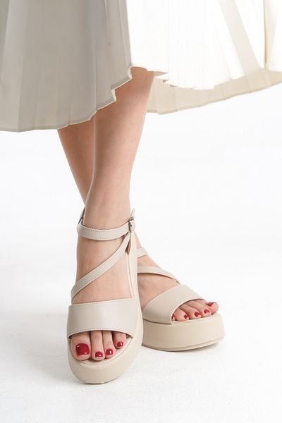 Limeo High Wedge Sole Cross Thin Single Flat Strip Open Top Buckle Summer Women's Sandals Shoes